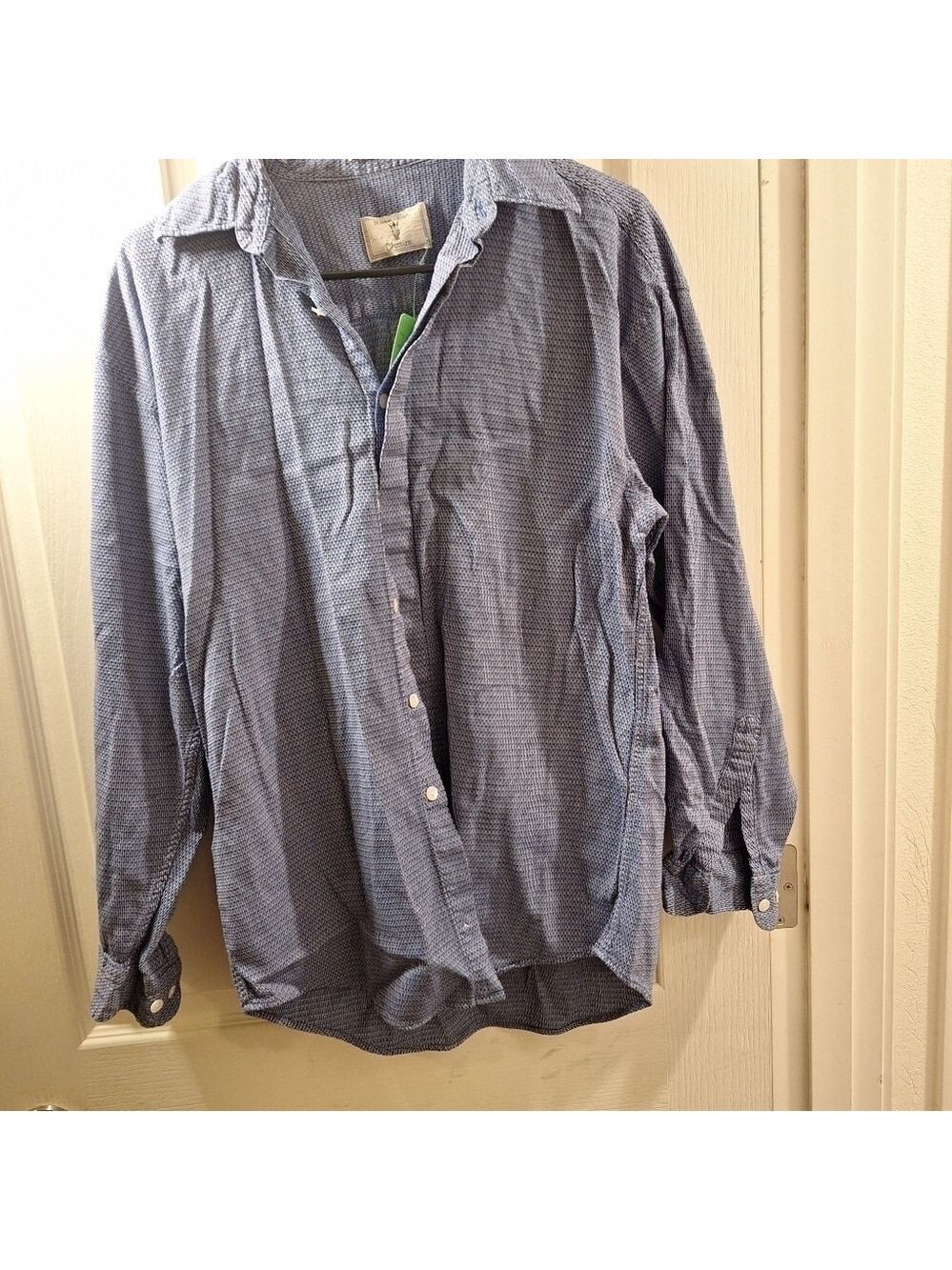 Burma Bibas Blue Cotton Button Down Shirt Medium